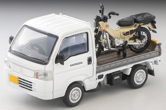 Tomytec Tomica Limited Vintage Neo LV-N330a Honda Acty Truck Motorcycle Shop Specification (White) with Honda CT125 Hunter Cub