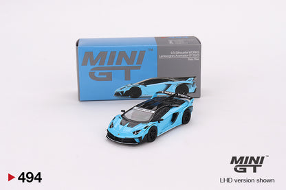 Mini GT No.494 LB-Silhouette WORKS Lamborghini Aventador GT EVO Baby Blue
