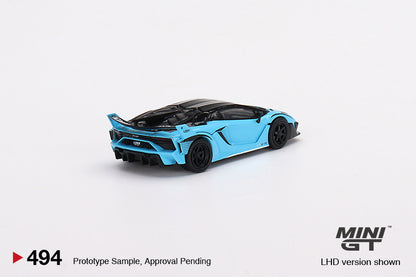Mini GT No.494 LB-Silhouette WORKS Lamborghini Aventador GT EVO Baby Blue