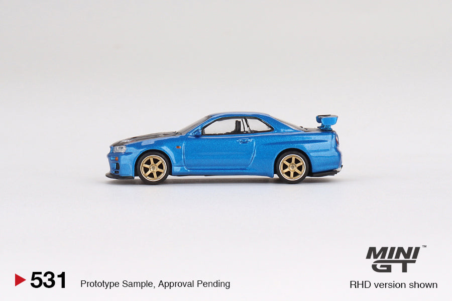 Mini GT No.531 Nissan Skyline GT-R (R34) Top Secret Bayside Blue