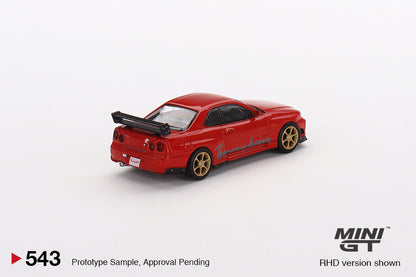 Mini GT No.543 Nissan GT-R (R34) Tommykaira R-z Red