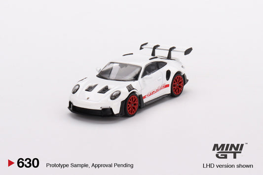 Mini GT No.630 Porsche 911 (992) GT3 RS White with Pyro Red Accent Package