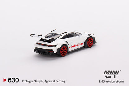 Mini GT No.630 Porsche 911 (992) GT3 RS White with Pyro Red Accent Package