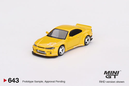 Mini GT No.643 Nissan Silvia (S15) Rocket Bunny Bronze Yellow