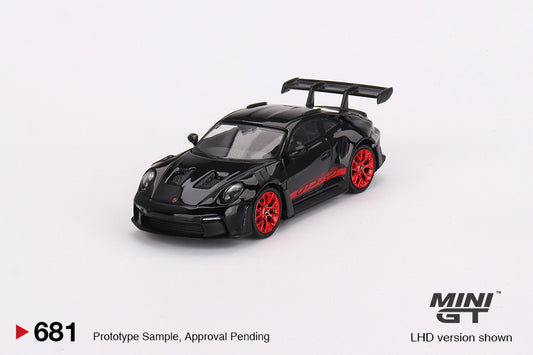 Mini GT No.681 Porsche 911 (992) GT3 RS Black with Pyro Red