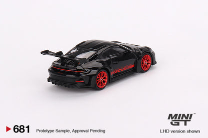 Mini GT No.681 Porsche 911 (992) GT3 RS Black with Pyro Red