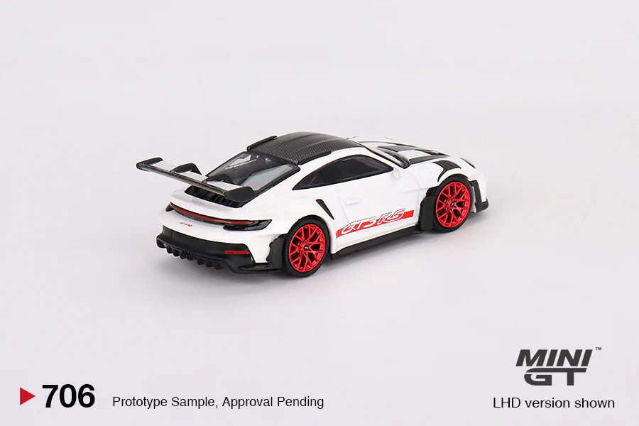 *Pre-Order* Mini GT No.706 Porsche 911 (992) GT3 RS Weissach Package White with Pyro Red
