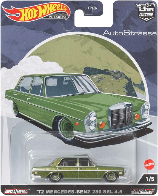 Hot Wheels Premium Car Culture Auto Strasse 1/5 '72 Mercedes-Benz 280 SEL 4.5 - Japanese Stock