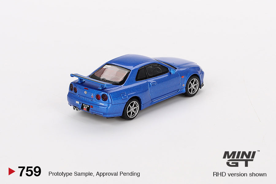*Pre-Order* Mini GT No.759 Nissan Skyline GT-R (R34) V-Spec Bayside Blue