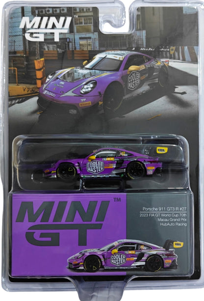 Mini GT No.793 Porsche 911 GT3 R #27 HubAuto Racing 2023 FIA GT World Cup 70th Macau Grand Prix (Blister Pack)
