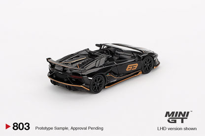 *Pre-Order* Mini GT No.803 Lamborghini Aventador SVJ 63 Roadster Nero Aldebaran