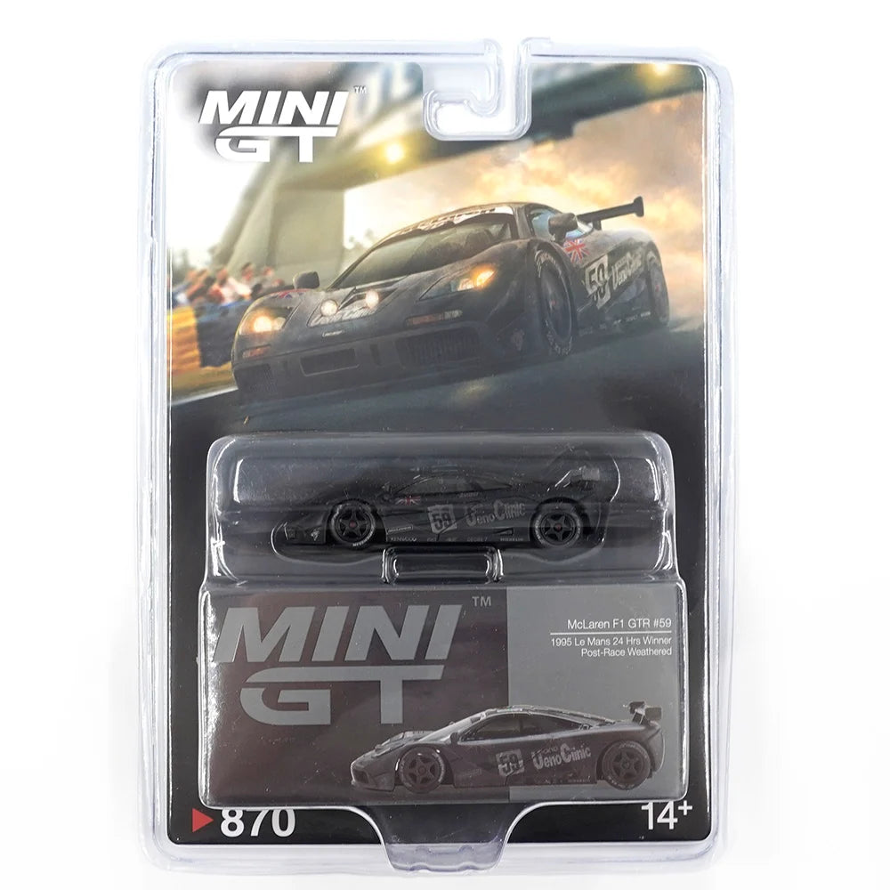 Mini GT No.870 McLaren F1 GTR #59 1995 Le Mans 24Hr Winner Post-Race Weathered (Blister Pack)
