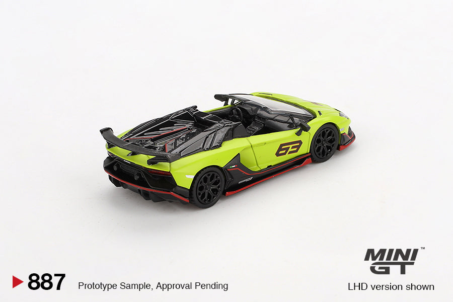 *Pre-Order* Mini GT No.887 Lamborghini Aventador SVJ 63 Roadster Verde Shock