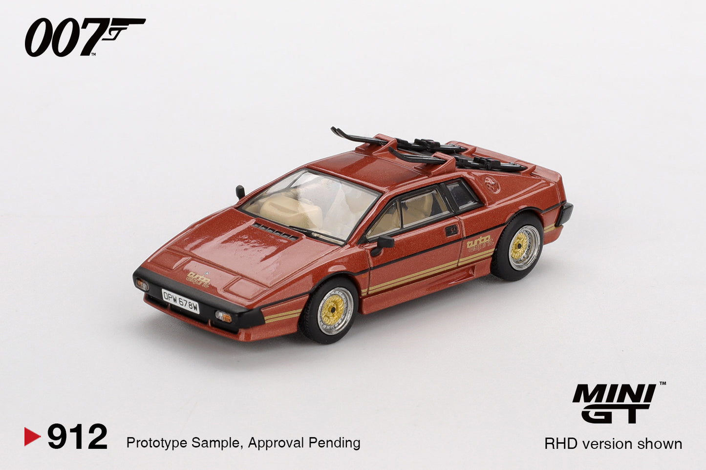 *Pre-Order* Mini GT No.912 Lotus Esprit Turbo Copper Fire Metallic "For Your Eyes Only" - English Blister Packaging