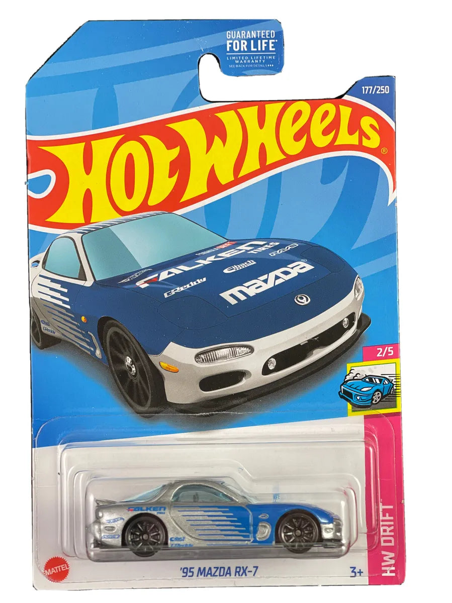 Hot Wheels HW Drift 2/5 '95 Mazda RX-7 (Blue & White) - Japanese Card