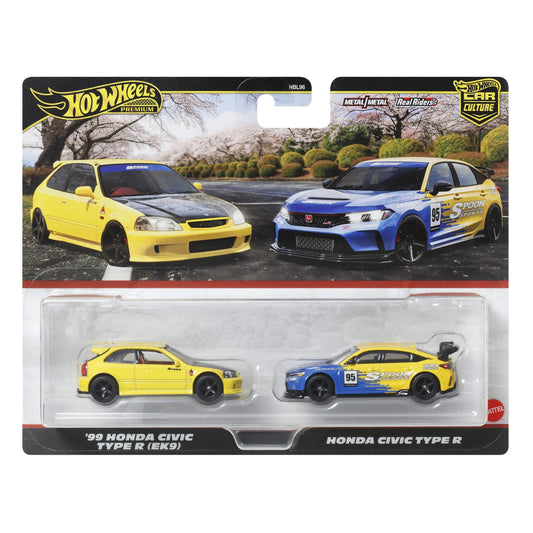 Hot Wheels Premium Car Culture Twin Pack - '99 Honda Civic Type R (EK9) & Honda Civic Type R - Japanese Stock