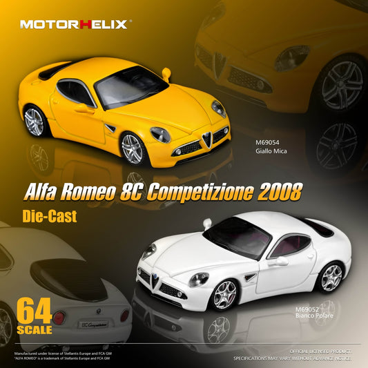 *Pre-Order* MotorHelix - M69054 Alfa Romeo 8C Competizione 2008 Giallo Mica
