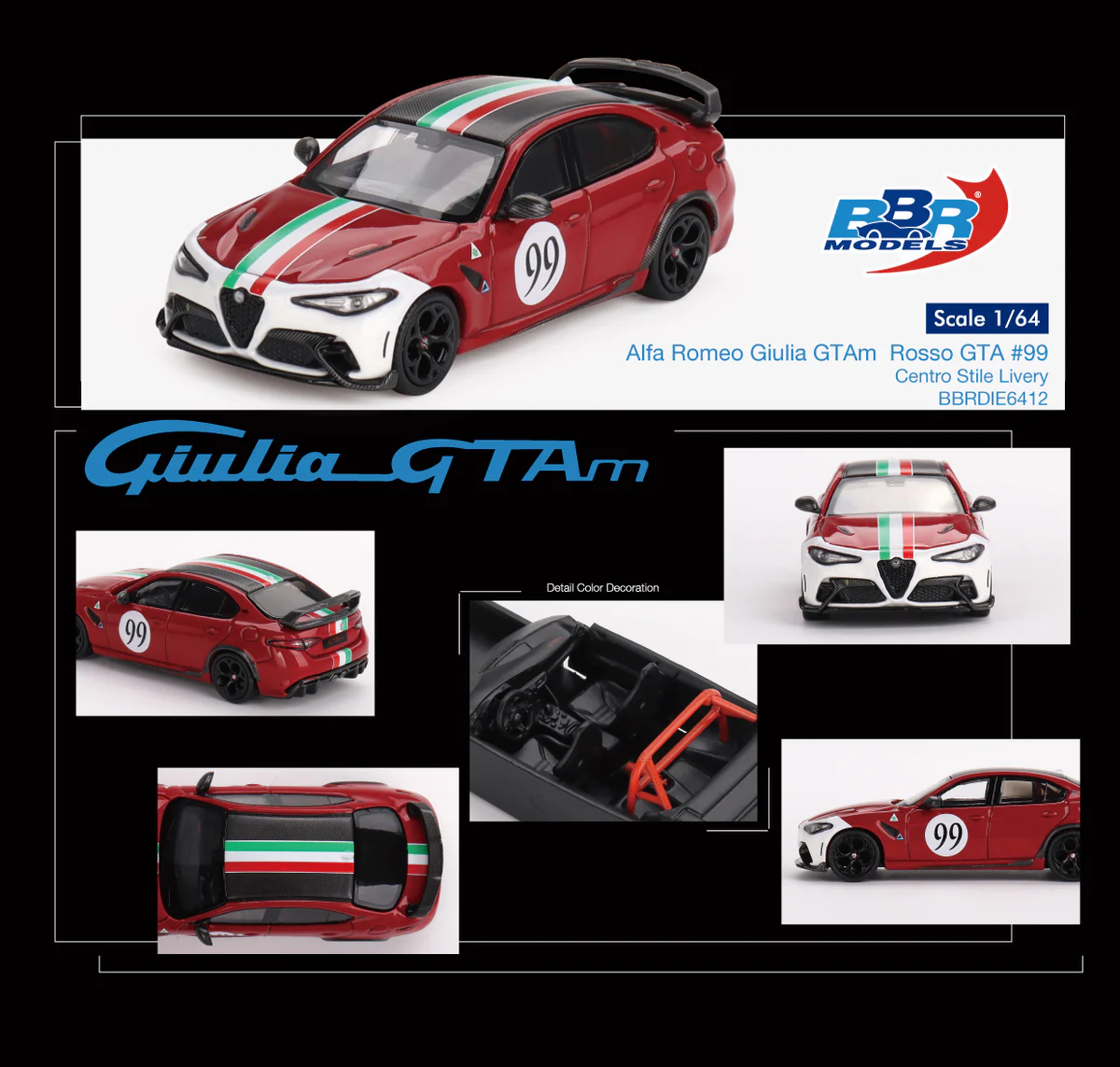 BBR Models Alfa Romeo Giulia GTAm Rosso GTA #99 Centro Stile Livery