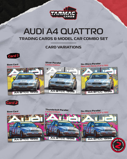 *Pre-Order* Tarmac Works - Audi A4 quattro BTCC 1996 Champion Frank Biela (Model Car + Trading Cards Combo Set)
