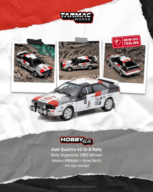 *Pre-Order* Tarmac Works - Audi Quattro A2 Gr.B Rally – Rally Argentina 1983 Winner - Hannu Mikkola / Arne Hertz