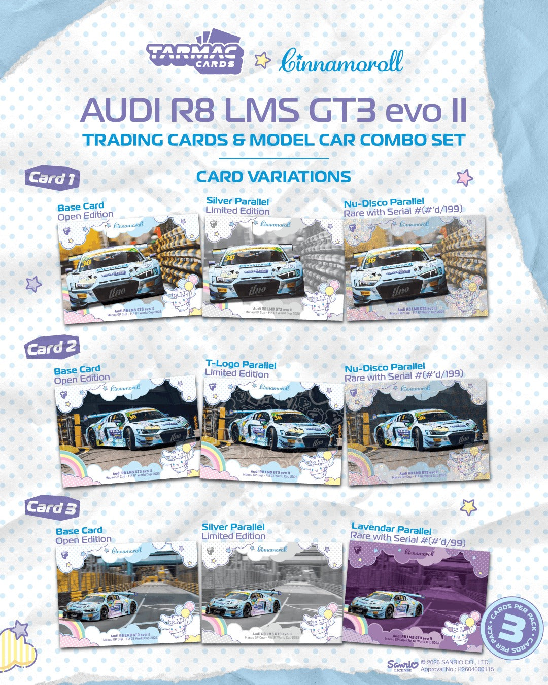 *Pre-Order* Tarmac Works - Audi R8 LMS GT3 evo II Macau GT Cup - FIA GT World Cup 2025 Uno Racing Adderly Fong (Model Car + Trading Cards Combo Set)