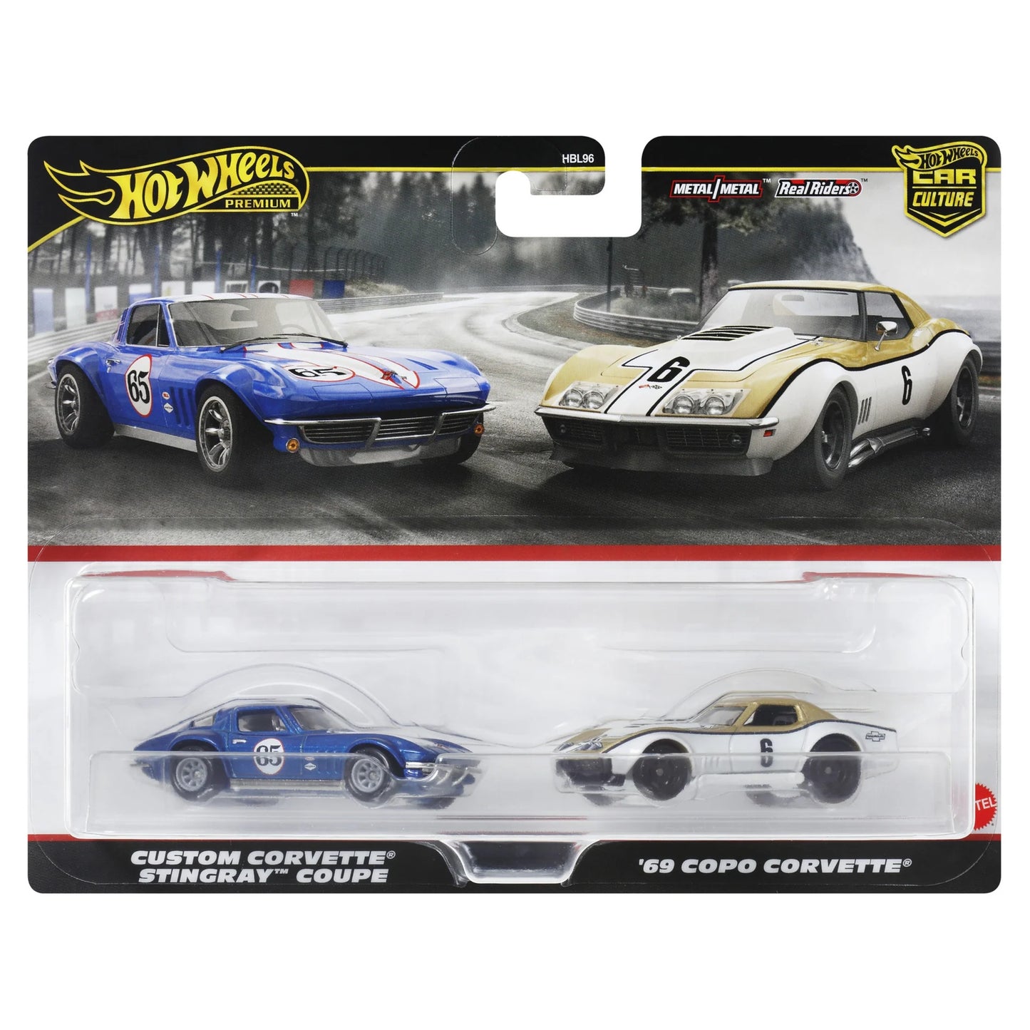 Hot Wheels Premium Car Culture Twin Pack - Custom Corvette Stingray Coupe & '69 Copo Corvette
