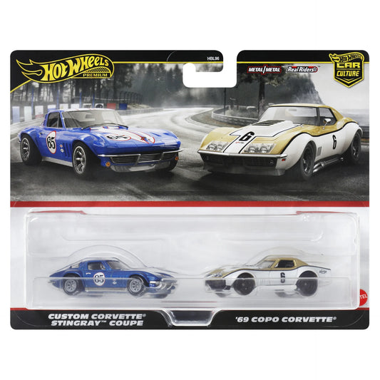 Hot Wheels Premium Car Culture Twin Pack - Custom Corvette Stingray Coupe & '69 Copo Corvette