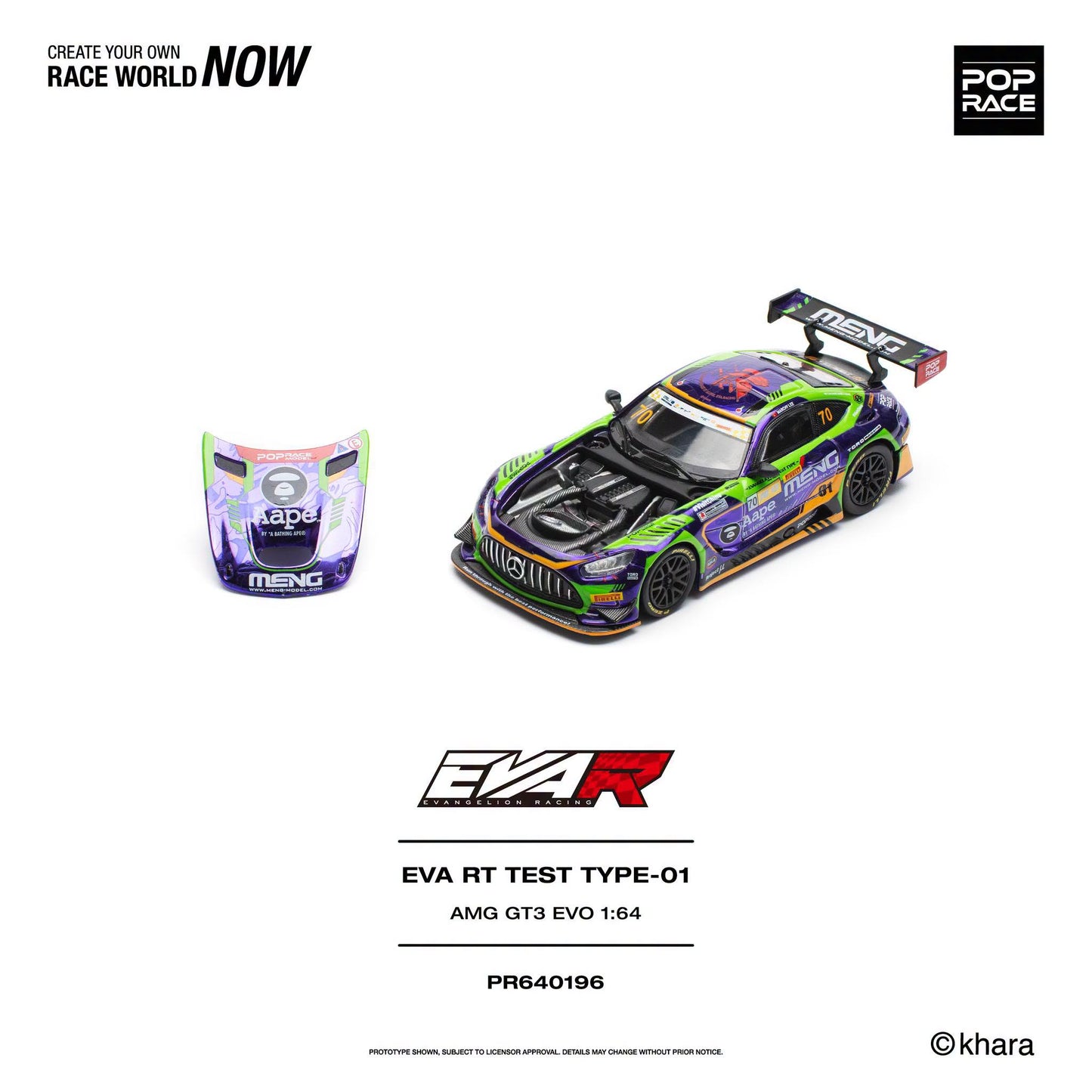 *Pre-Order* Pop Race - PR640196 EVA RT TEST TYPE-01 AMG GT3 EVO MACAU GP 2023