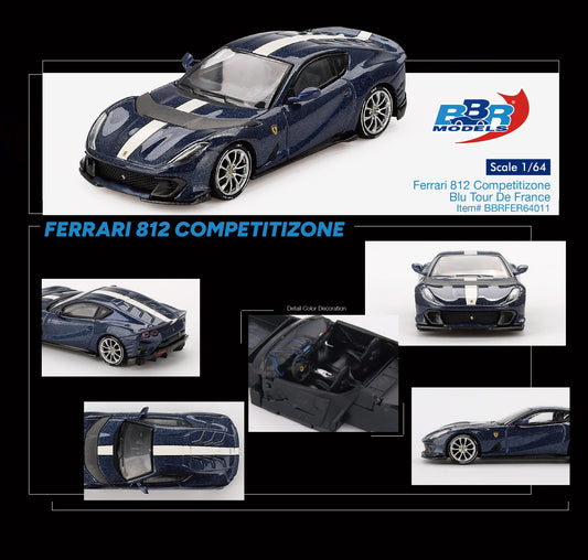 *Pre-Order* BBR Models Ferrari 812 Competitizone Blu Tour De France