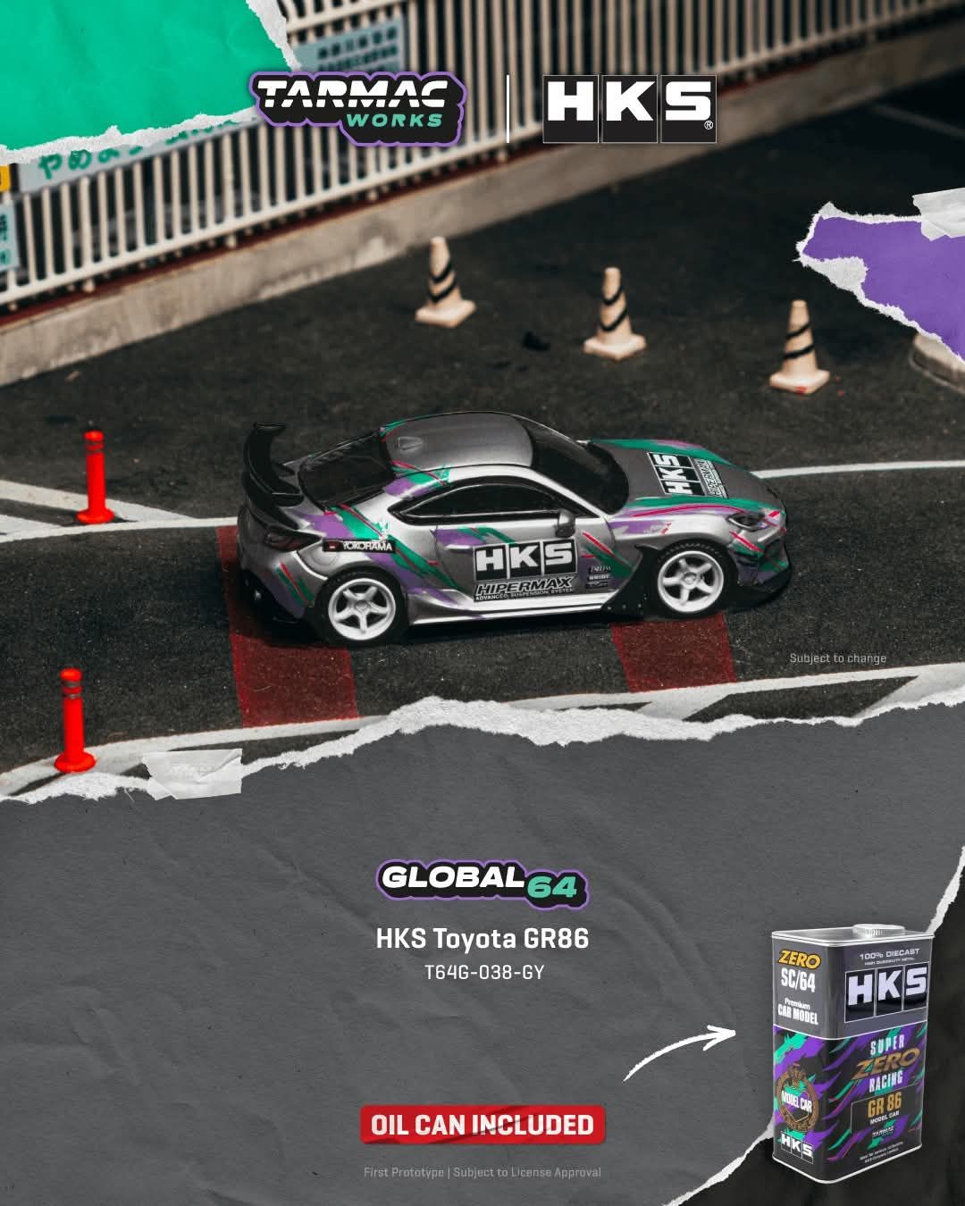 *Pre-Order* Tarmac Works HKS Toyota GR86 Grey