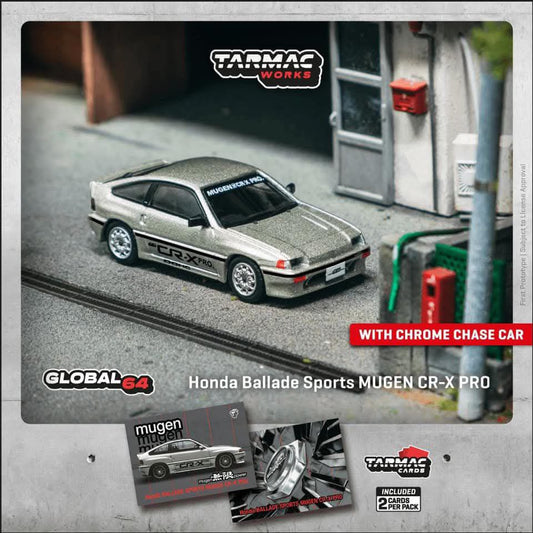 *Pre-Order* Tarmac Works HONDA Ballade Sports MUGEN CR-X PRO Silver - Model Car + Trading Cards Combo Set