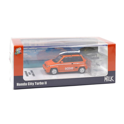 Inno Models INNO64 - Honda City Turbo II ICE FIRE Orange with Motocompo