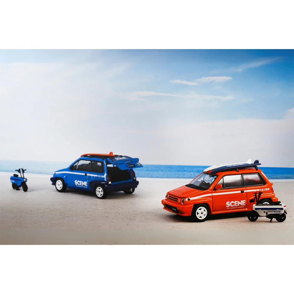Inno Models INNO64 - Honda City Turbo II ICE FIRE Orange with Motocompo
