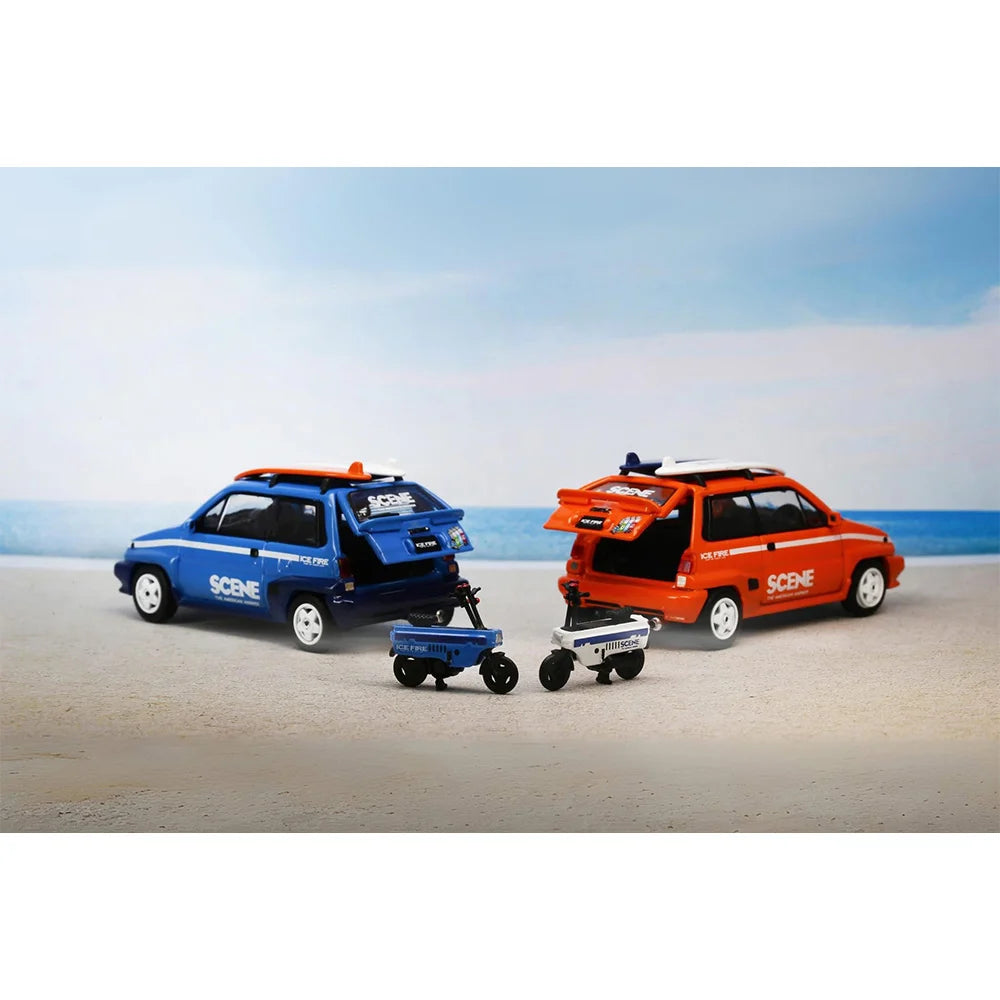 Inno Models INNO64 - Honda City Turbo II ICE FIRE Orange with Motocompo