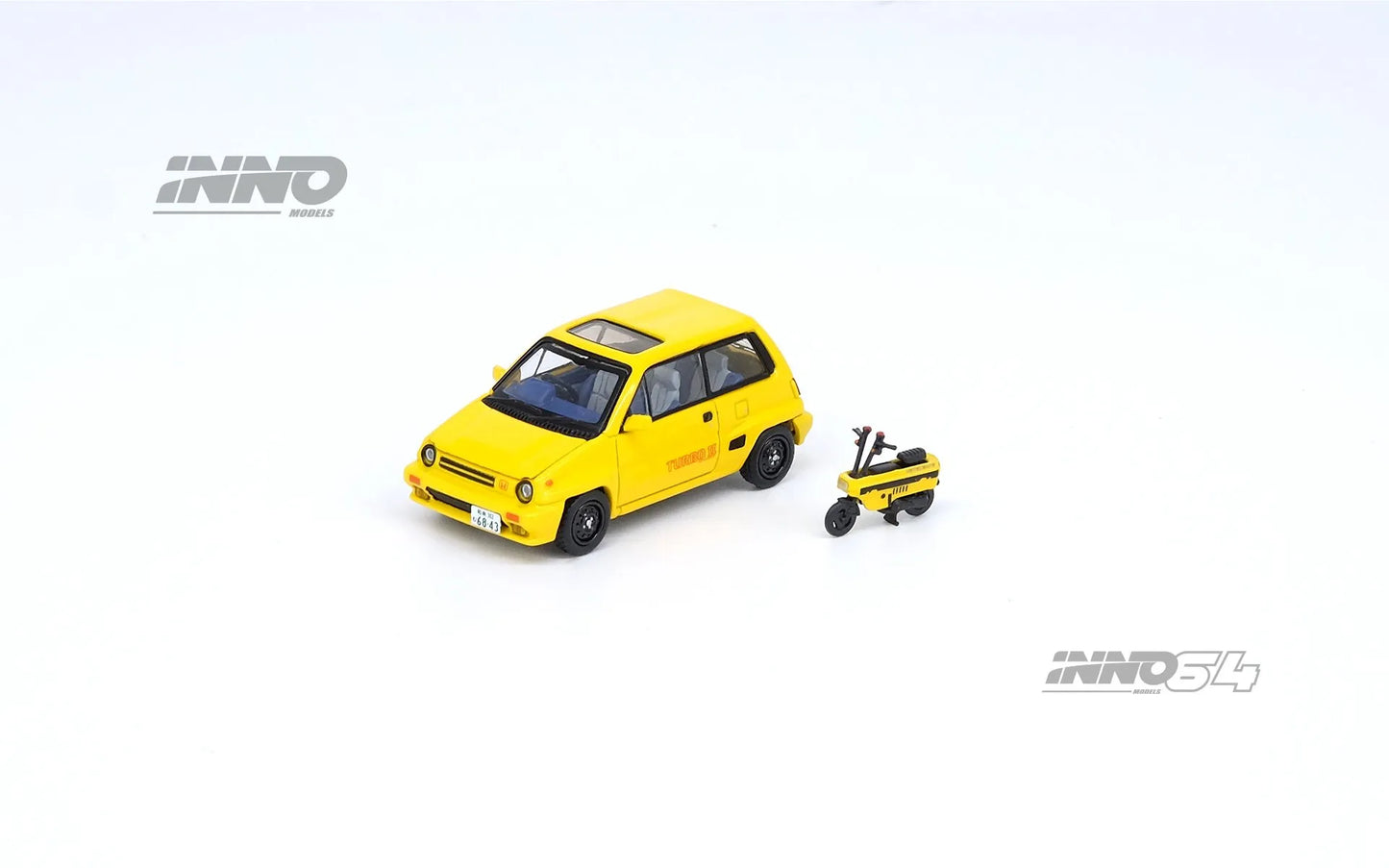 Inno Models Inno64 Honda City Turbo II Yellow with Motocompo
