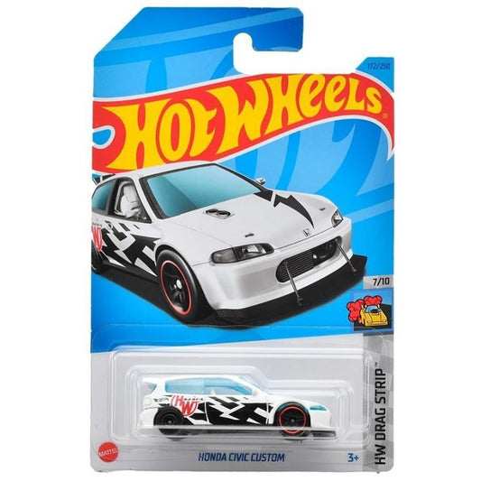 Hot Wheels HW Drag Strip 7/10 Honda Civic Custom (White/Black Livery) - Japanese Card