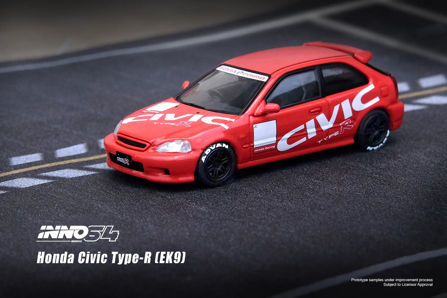 Inno Models Inno64 Honda Civic Type-R (EK-9) Red with "Civic" Livery