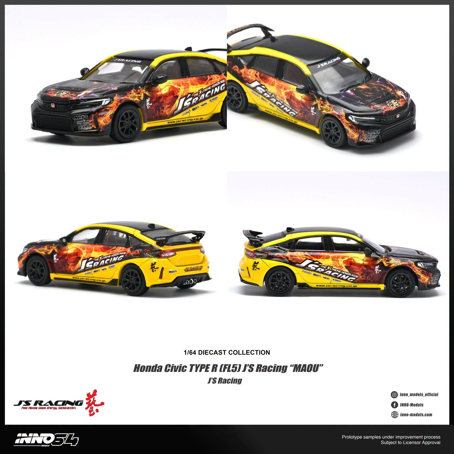 *Pre-Order* INNO Models INNO64 Honda Civic Type R (FL5) J'S RACING "MAOU"
