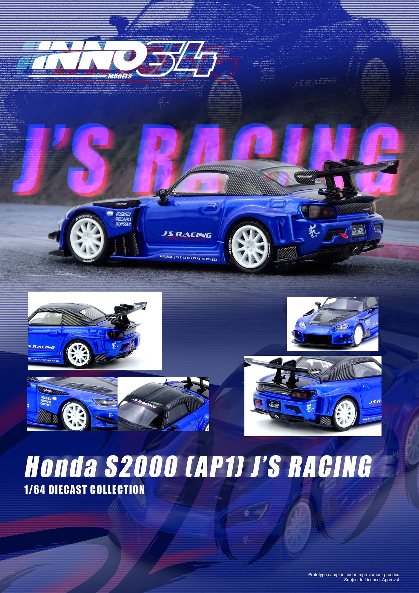 *Pre-Order* INNO Models INNO64 Honda S2000 J'S RACING Blue
