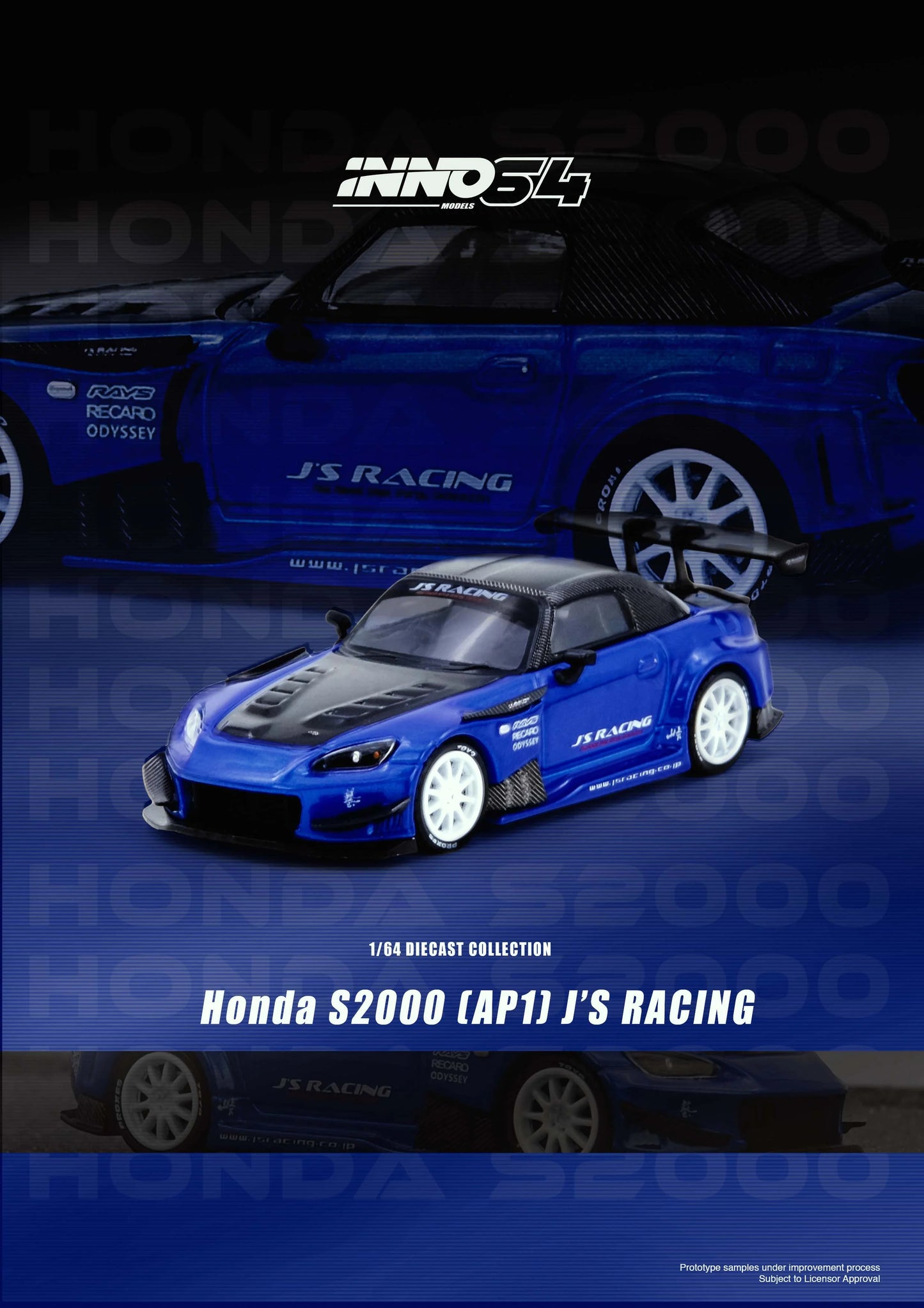 *Pre-Order* INNO Models INNO64 Honda S2000 J'S RACING Blue
