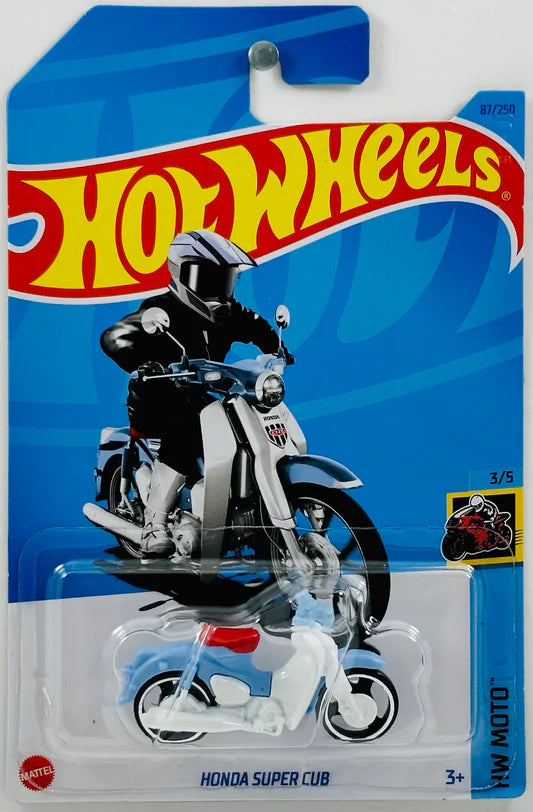 Hot Wheels HW Moto 3/5 Honda Super Cub (White/Blue) - Japanese Card