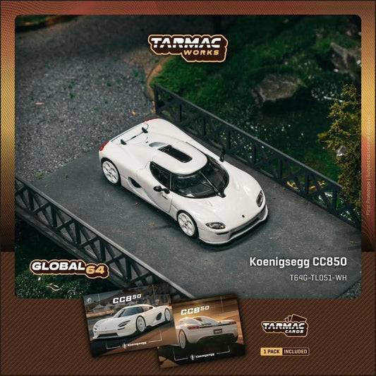 *Pre-Order* Tarmac Works Koenigsegg CC850 White - Model Car + Trading Cards Combo Set