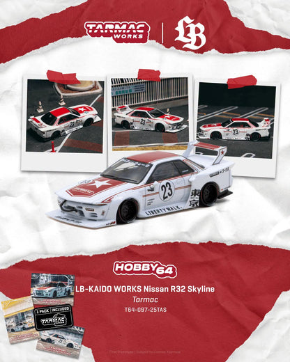 *Pre-Order* Tarmac Works - LB-KAIDO WORKS Nissan R32 Skyline Tarmac (Model Car + Trading Cards Combo Set)