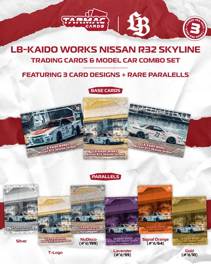 *Pre-Order* Tarmac Works - LB-KAIDO WORKS Nissan R32 Skyline Tarmac (Model Car + Trading Cards Combo Set)