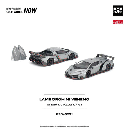 *Pre-Order* Pop Race - PR640531 Lamborghini Veneno GRIGIO METALLURO