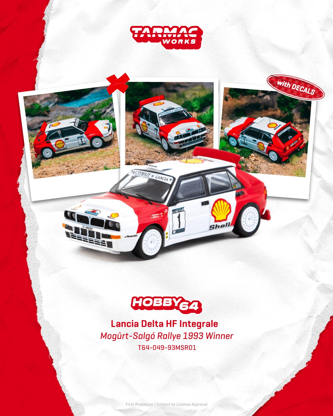*Pre-Order* Tarmac Works Lancia Delta HF Integrale Mogürt-Salgó Rallye 1993 Winner László Sen Ranga / Ernő Büki