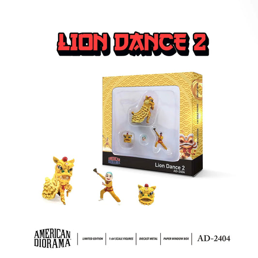 American Diorama 1/64 Figure Set - Lion Dance 2 (Yellow)