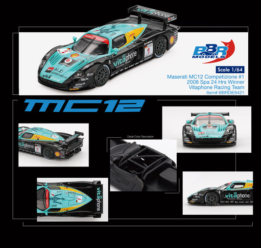 *Pre-Order* BBR Models Maserati MC12 Competizione #1 Vitaphone Racing Team 2008 Spa 24 Hrs. Winner