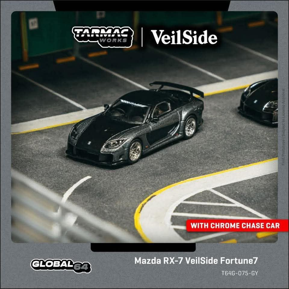 *Pre-Order* Tarmac Works Mazda RX-7 VeilSide Fortune7 - Grey Metallic / Black