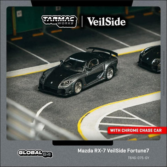 *Pre-Order* Tarmac Works Mazda RX-7 VeilSide Fortune7 - Grey Metallic / Black